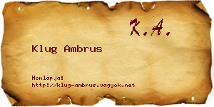 Klug Ambrus névjegykártya