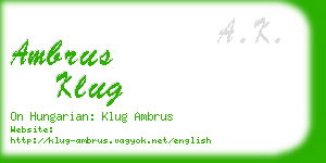 ambrus klug business card